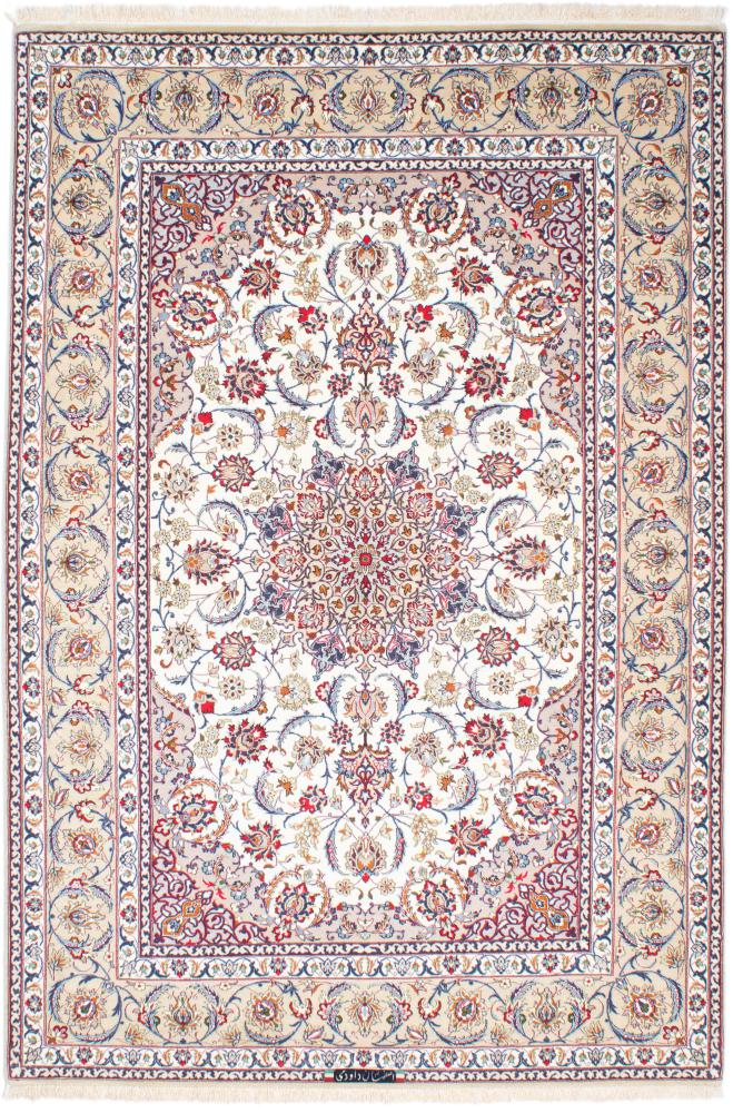 Tapete persa Isfahan Fio de Seda 7'9"x5'3" 7'9"x5'3", Tapete persa Atado à mão