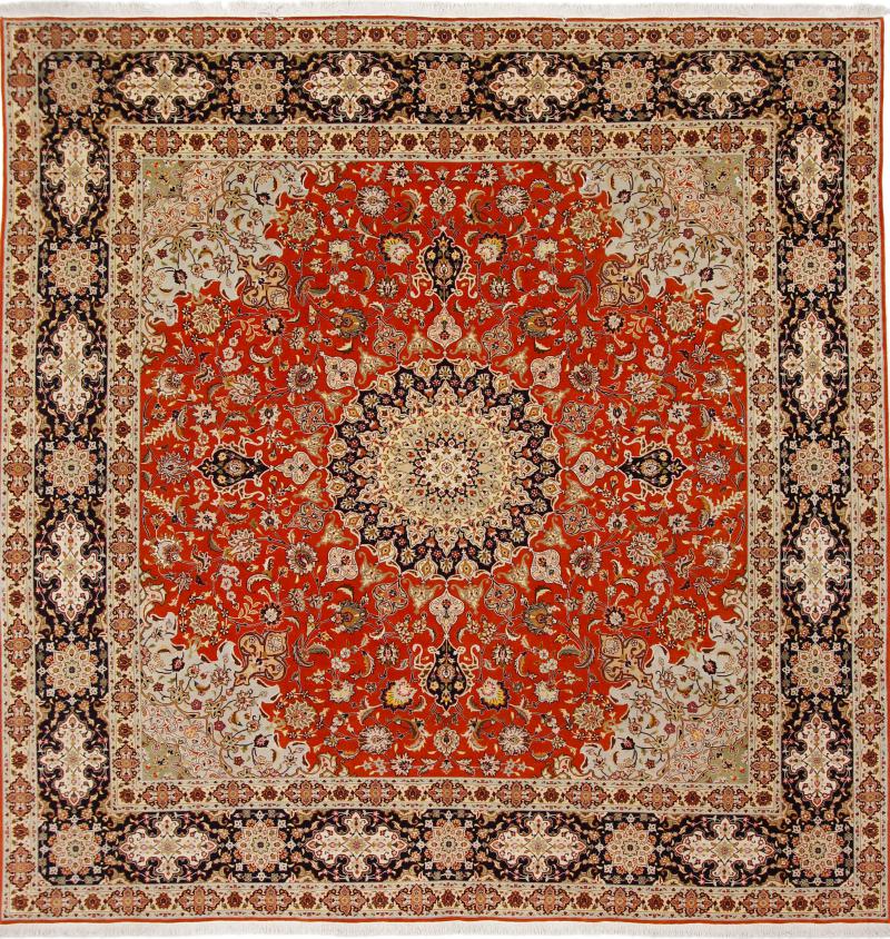 Tapete persa Tabriz 254x248 254x248, Tapete persa Atado à mão