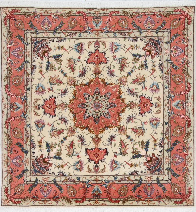 Tapete persa Tabriz 50Raj 148x147 148x147, Tapete persa Atado à mão