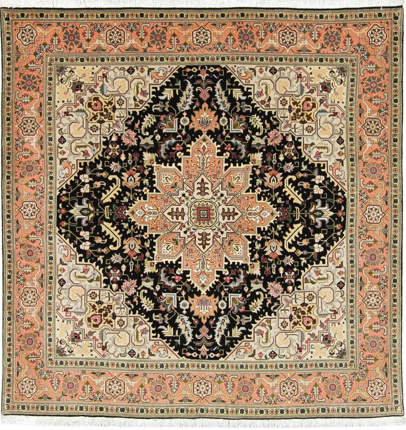 Tapete persa Tabriz 50Raj 204x199 204x199, Tapete persa Atado à mão