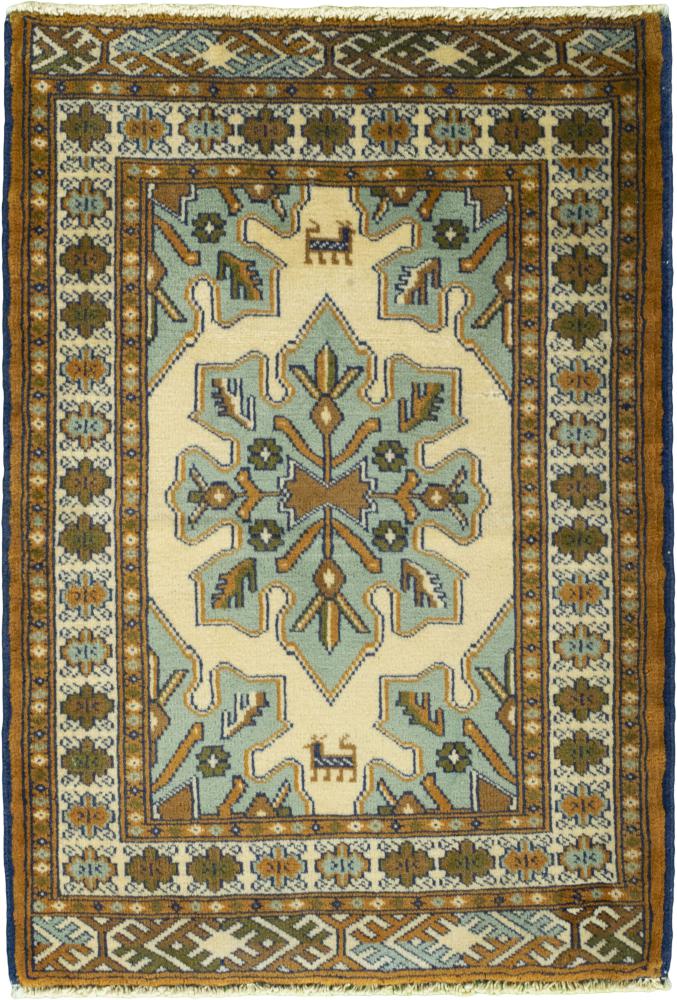Tapis persan Turkaman 91x64 91x64, Tapis persan Noué à la main