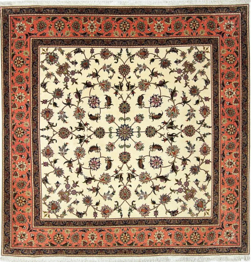 Tapete persa Tabriz 50Raj 209x203 209x203, Tapete persa Atado à mão