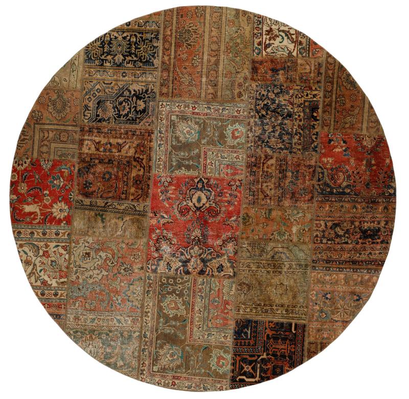 Perserteppich Patchwork 249x249 249x249, Perserteppich Handgeknüpft