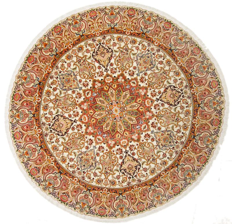 Tapete persa Tabriz 199x199 199x199, Tapete persa Atado à mão