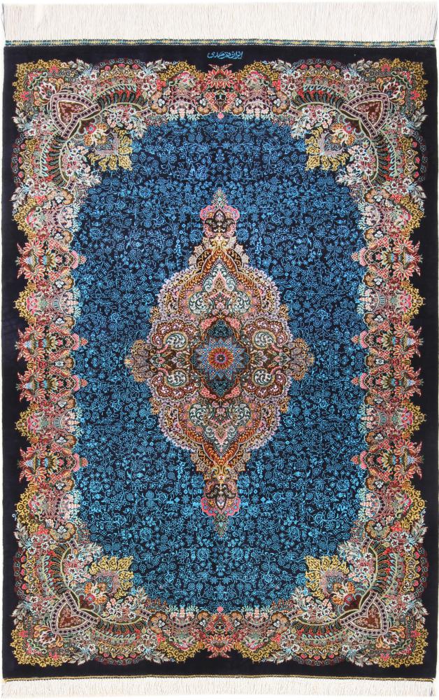 Perzsa szőnyeg Ghom Selyem Signed 4'9"x3'3" 4'9"x3'3", Perzsa szőnyeg Kézzel csomózva