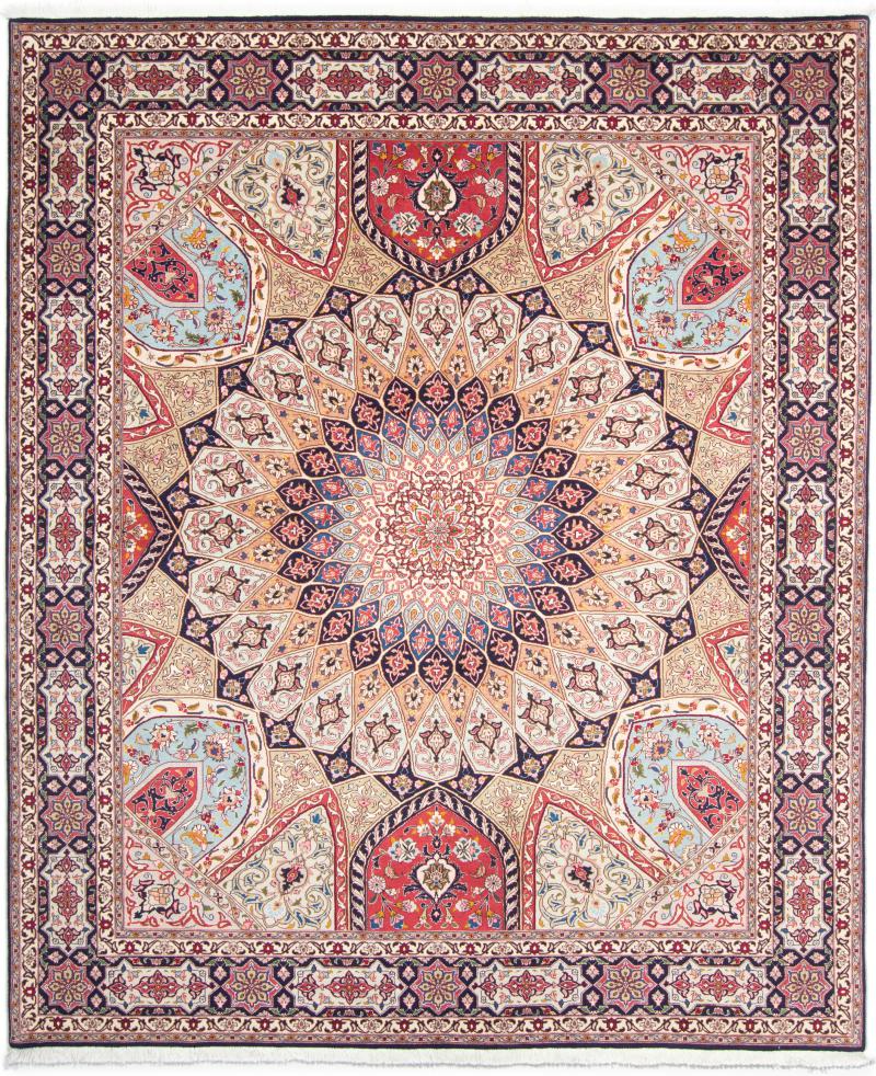 Tapete persa Tabriz 50Raj 245x206 245x206, Tapete persa Atado à mão