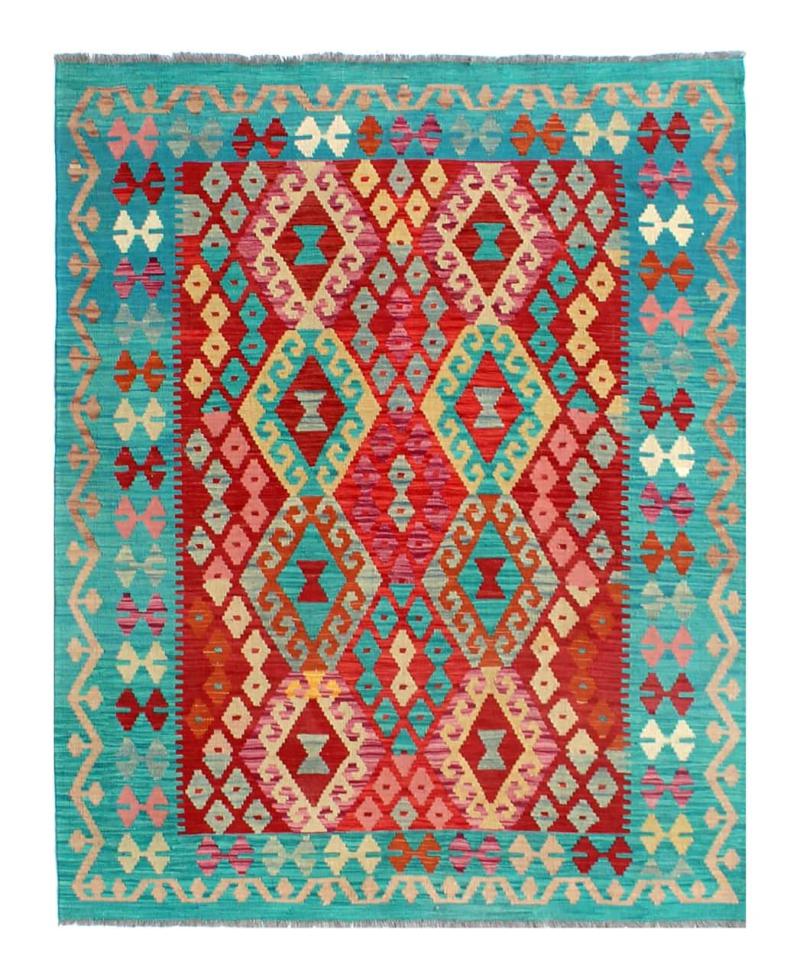 Afghan rug Kilim Afghan 6'9"x5'1" 6'9"x5'1", Persian Rug Woven by hand