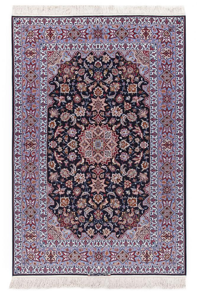 Tapete persa Isfahan Sherkat Fio de Seda 7'7"x5'3" 7'7"x5'3", Tapete persa Atado à mão