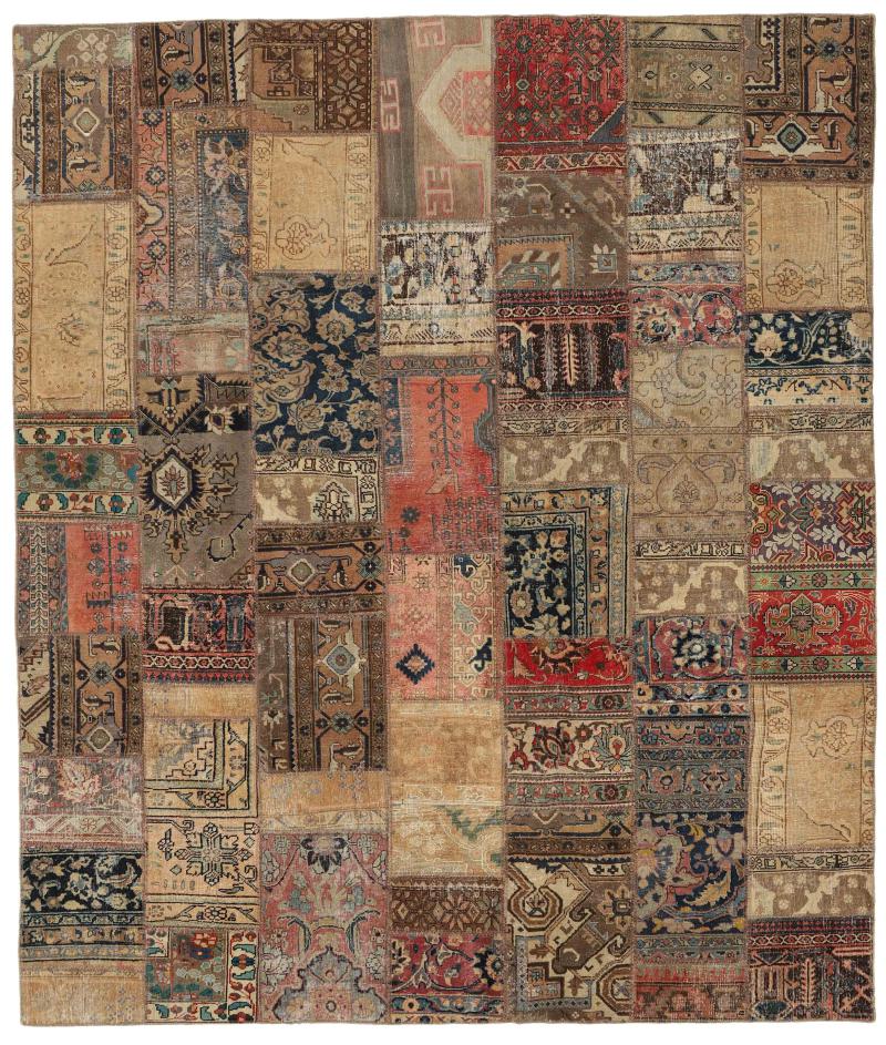 Persisk tæppe Patchwork 308x255 308x255, Persisk tæppe Knyttet i hånden