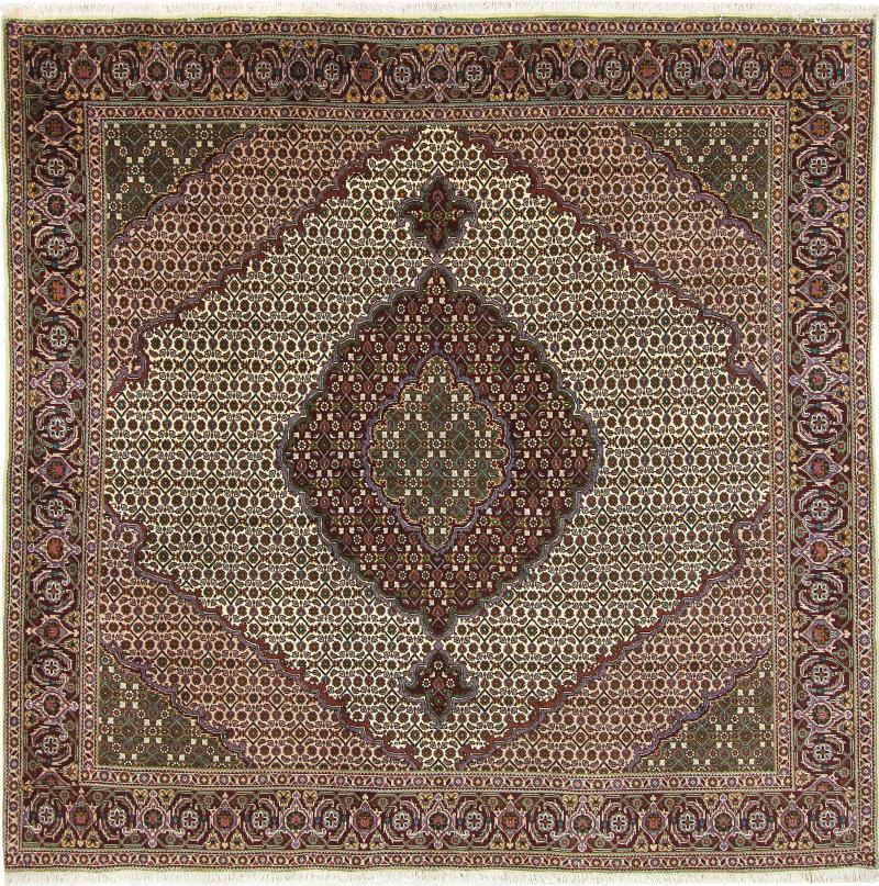 Tapete persa Tabriz Mahi 205x199 205x199, Tapete persa Atado à mão