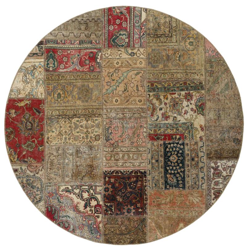 Persisk tæppe Patchwork 201x201 201x201, Persisk tæppe Knyttet i hånden