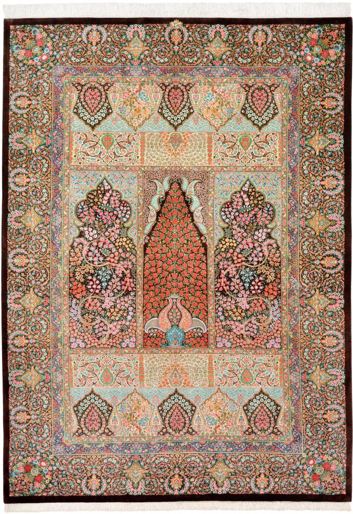 Covor persan Qom Mătase 199x145 199x145, Covor persan Lucrate de mână