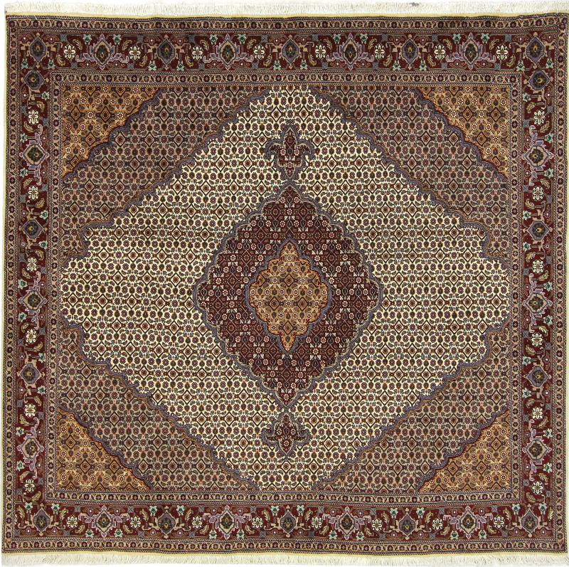 Tapete persa Tabriz Mahi 205x197 205x197, Tapete persa Atado à mão