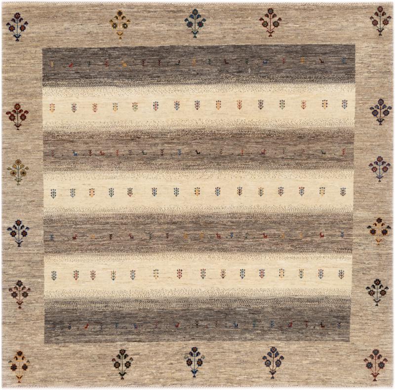 Tapis persan Persan Gabbeh Loribaft Nowbaft 194x200 194x200, Tapis persan Noué à la main