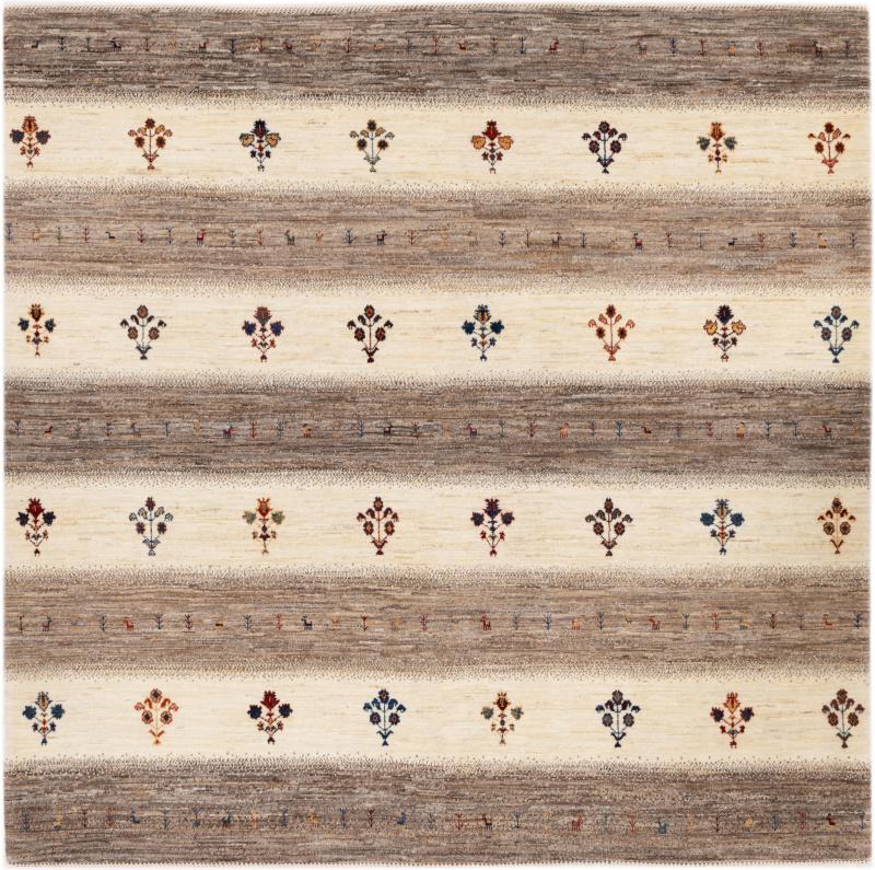 Tapis persan Persan Gabbeh Loribaft Nowbaft 197x198 197x198, Tapis persan Noué à la main