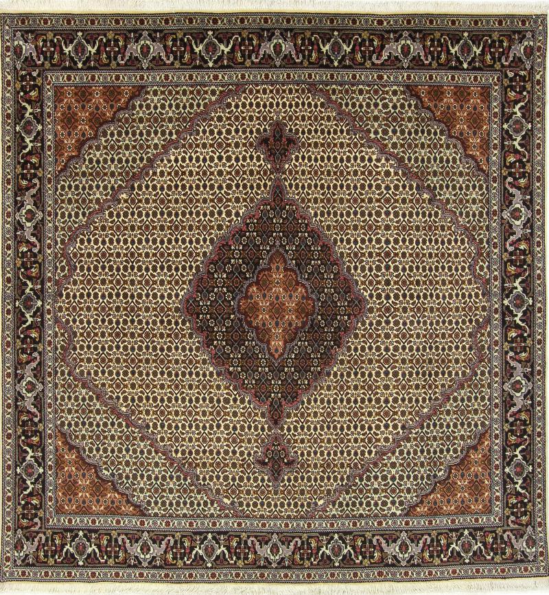 Tapete persa Tabriz Mahi 209x199 209x199, Tapete persa Atado à mão