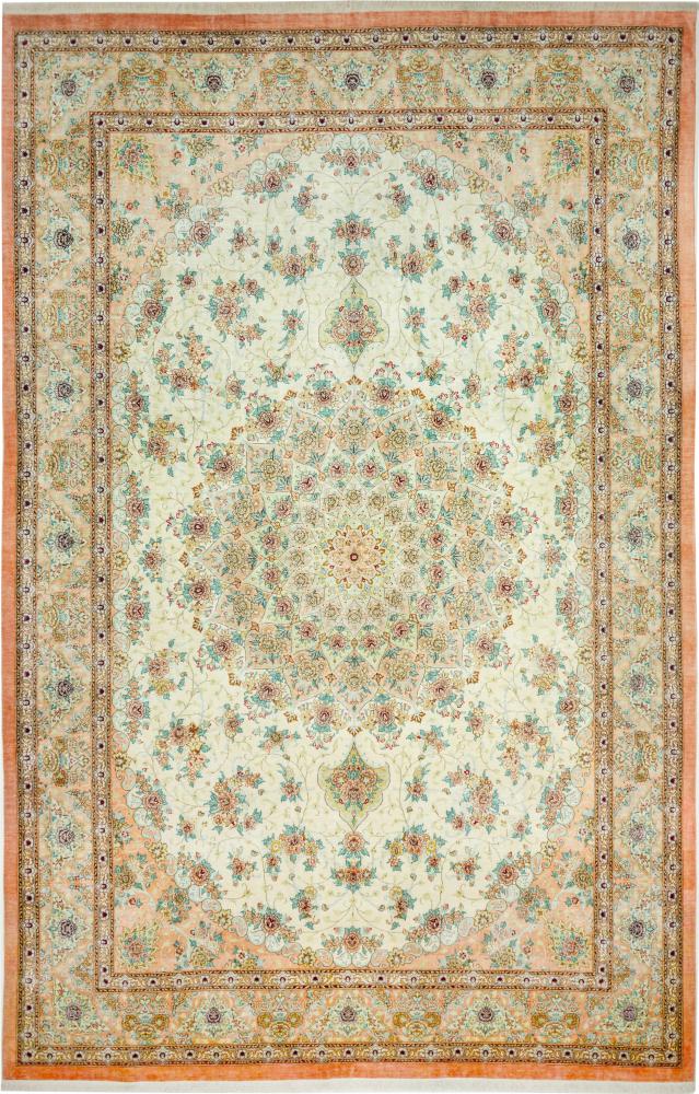 Persisk tæppe Ghom Silke 302x199 302x199, Persisk tæppe Knyttet i hånden