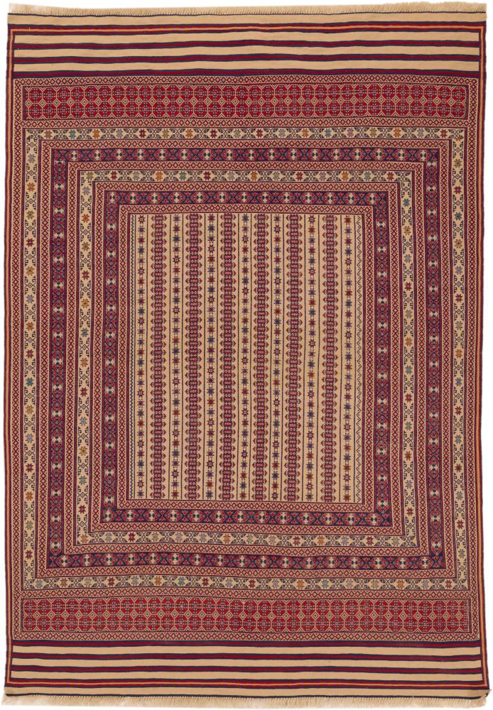 Afghan rug Kilim Sumak 204x143 204x143, Persian Rug Knotted by hand