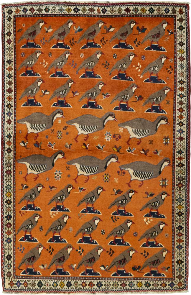 Persian Rug Persian Gabbeh Ghashghai 194x129 194x129, Persian Rug Knotted by hand