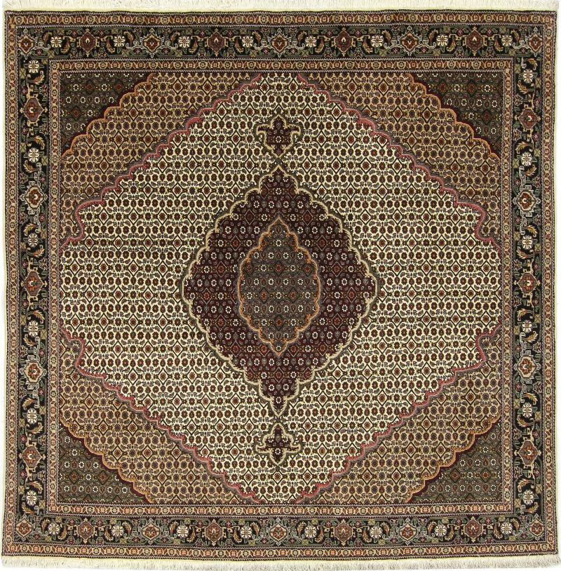 Tapete persa Tabriz Mahi 199x199 199x199, Tapete persa Atado à mão