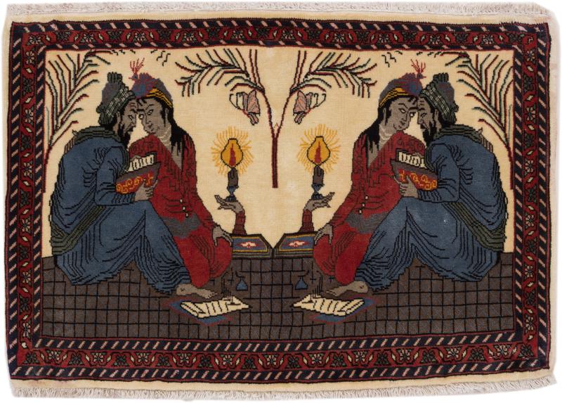 Persian Rug Hamadan 91x65 91x65, Persian Rug Knotted by hand