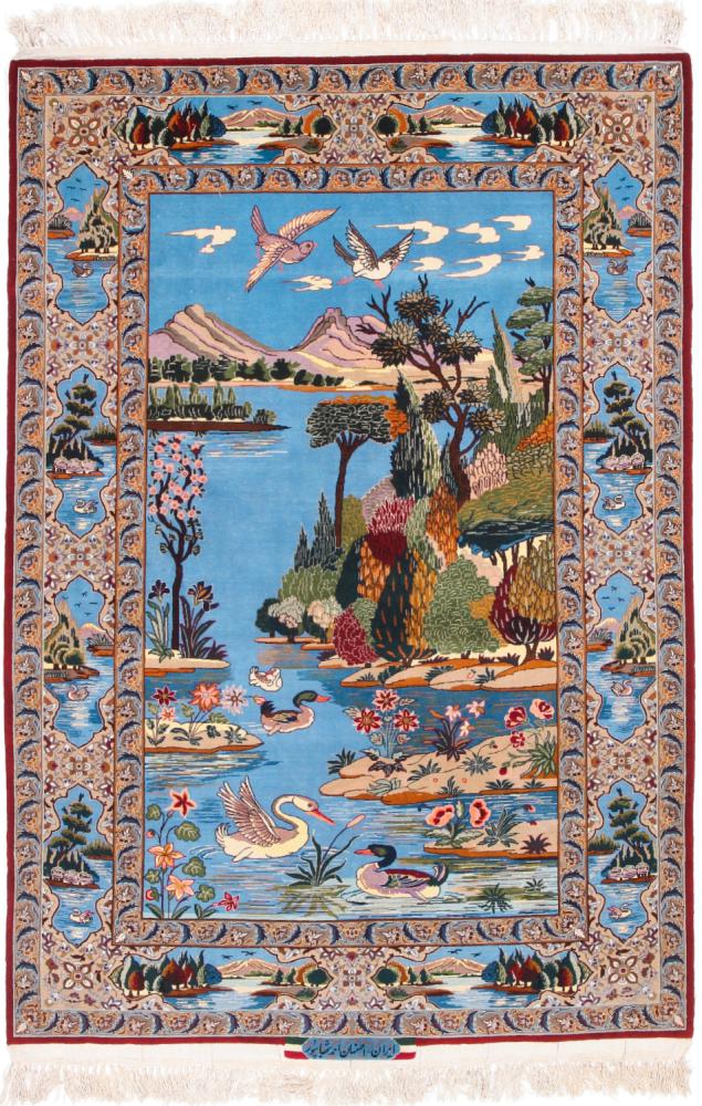 Tapete persa Isfahan Fio de Seda 161x111 161x111, Tapete persa Atado à mão