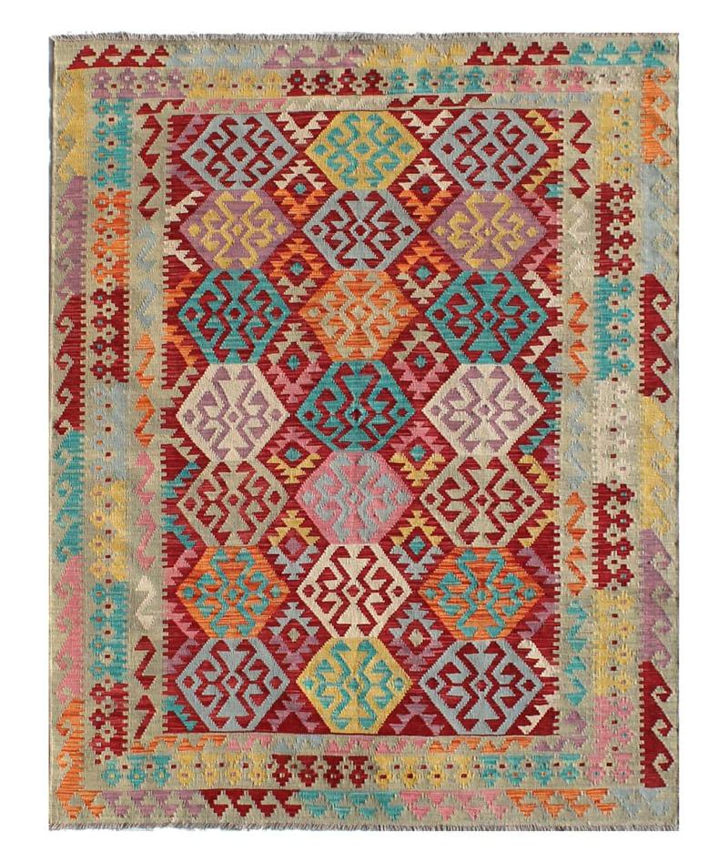 Afghan rug Kilim Afghan 8'2"x5'10" 8'2"x5'10", Persian Rug Woven by hand