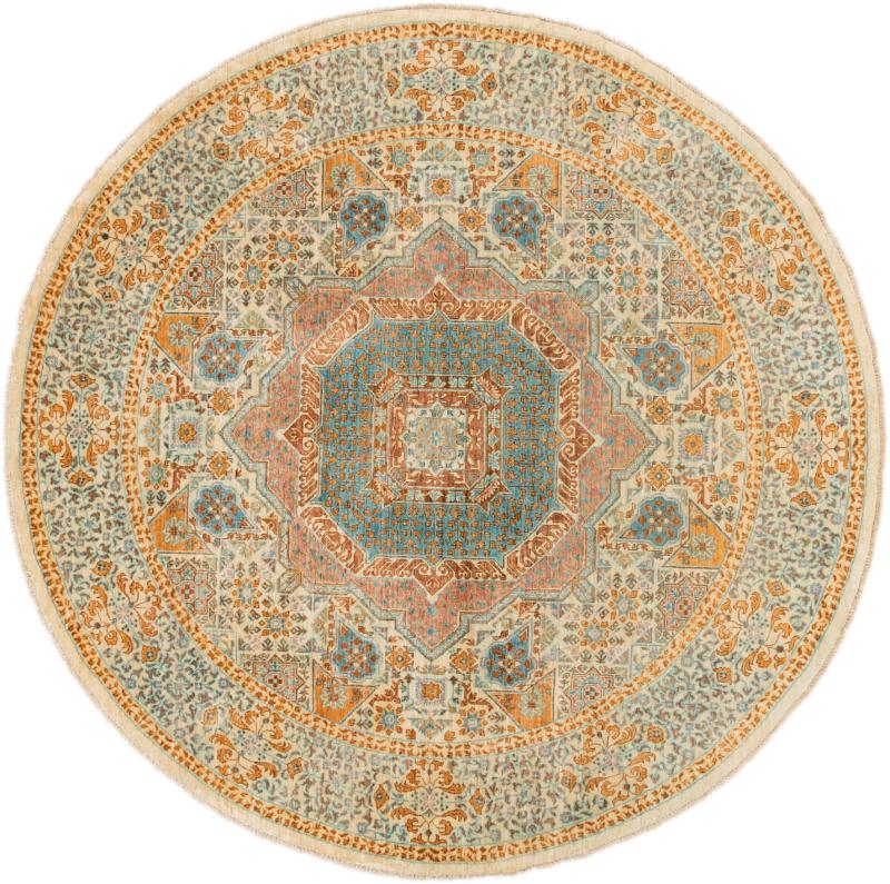 Tapis afghan Mamluk 242x242 242x242, Tapis persan Noué à la main