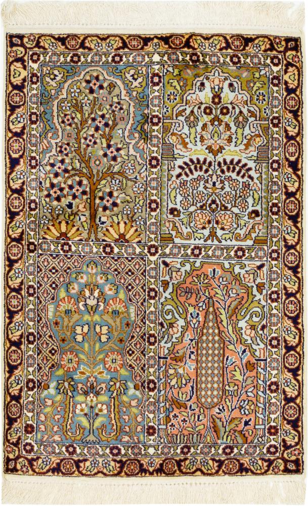 Indisk tæppe Kashmir Silke 96x63 96x63, Persisk tæppe Knyttet i hånden