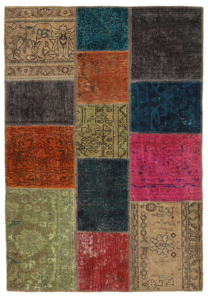 Persisk tæppe Patchwork 154x106 154x106, Persisk tæppe Knyttet i hånden