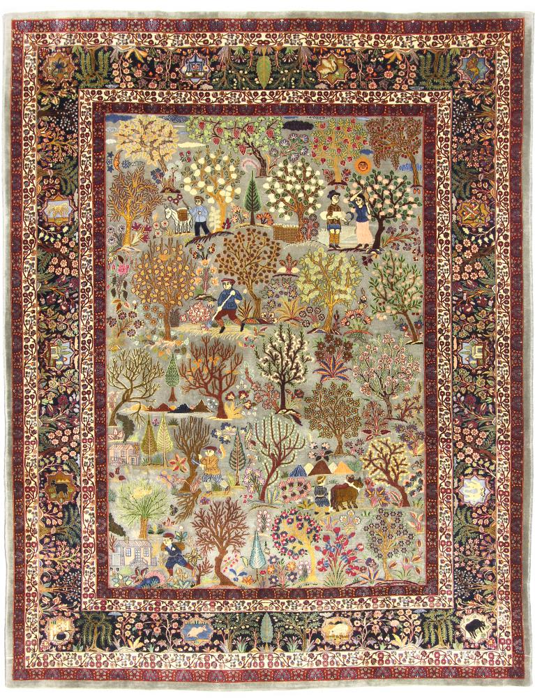 Persian Rug Semnan Antique 12'4"x9'7" 12'4"x9'7", Persian Rug Knotted by hand