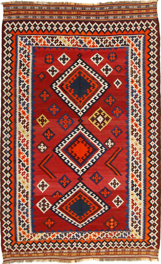 Tapete persa Kilim Fars Ghashghai 7'11"x4'11" 7'11"x4'11", Tapete persa Tecido à mão