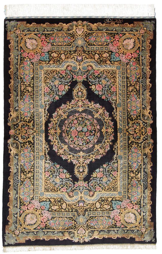 Persialainen matto Ghom Silkki 151x101 151x101, Persialainen matto Solmittu käsin
