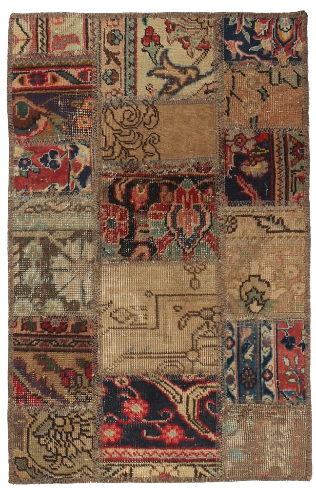 Persisk tæppe Patchwork 95x62 95x62, Persisk tæppe Knyttet i hånden