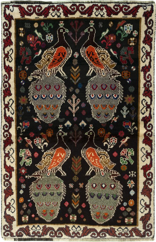 Persian Rug Persian Gabbeh Ghashghai 150x101 150x101, Persian Rug Knotted by hand