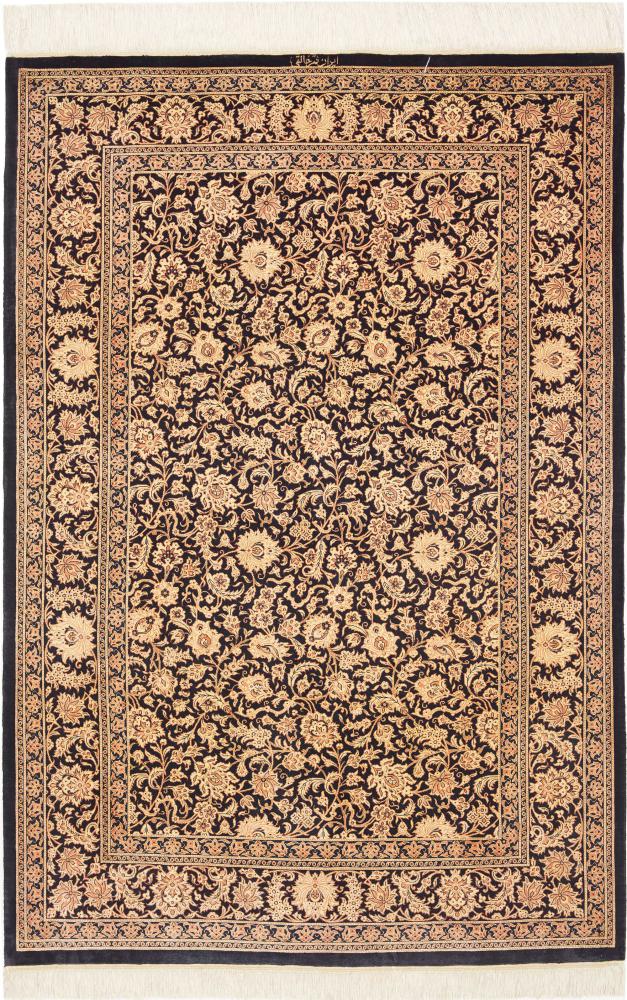 Persian Rug Qum Silk 5'0"x3'4" 5'0"x3'4", Persian Rug Knotted by hand