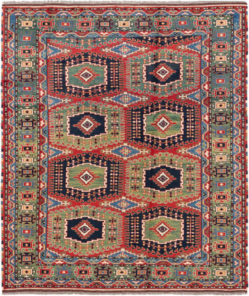 Αφγανικό χαλί Super Kazak 190x164 190x164, Περσικό χαλί Οι κόμποι έγιναν με το χέρι
