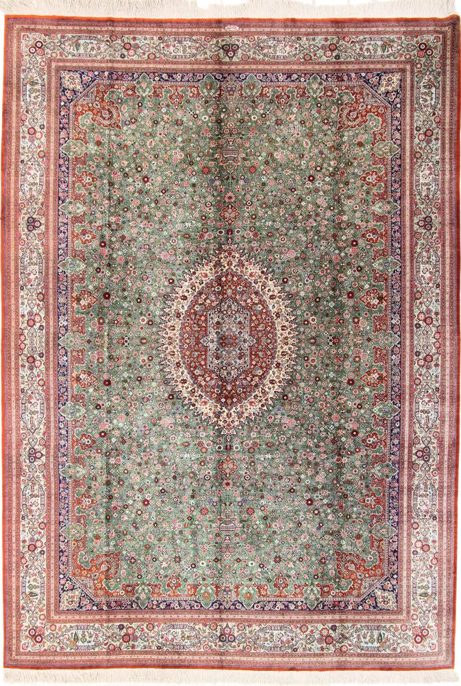Tappeto persiano Qum di Seta Firmato 350x246 350x246, Tappeto persiano Annodato a mano