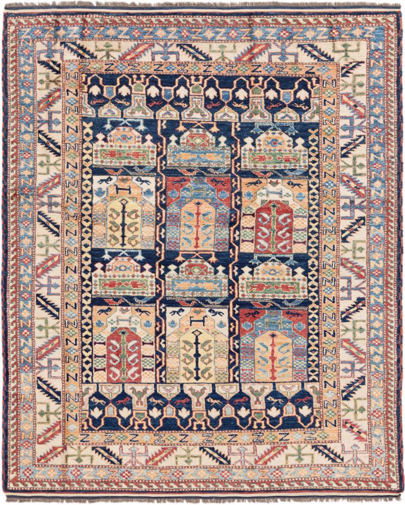 Αφγανικό χαλί Super Kazak 196x165 196x165, Περσικό χαλί Οι κόμποι έγιναν με το χέρι