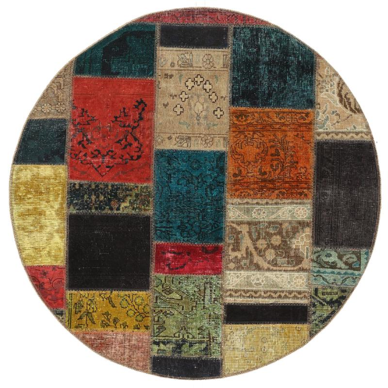 Persisk tæppe Patchwork 151x149 151x149, Persisk tæppe Knyttet i hånden