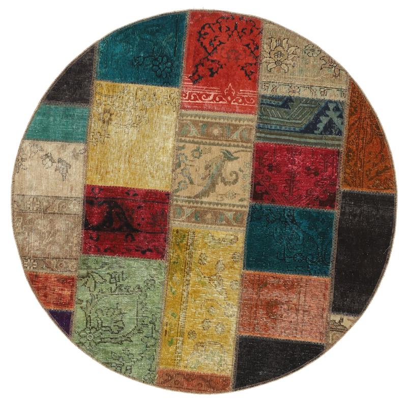 Persisk tæppe Patchwork 151x151 151x151, Persisk tæppe Knyttet i hånden