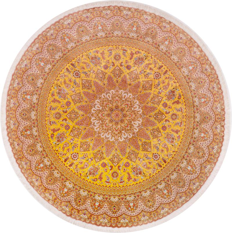 Perzisch tapijt Qum Zijde 246x245 246x245, Perzisch tapijt Handgeknoopte