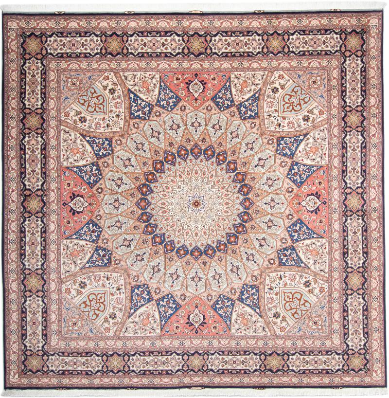 Tapete persa Tabriz 50Raj 252x251 252x251, Tapete persa Atado à mão