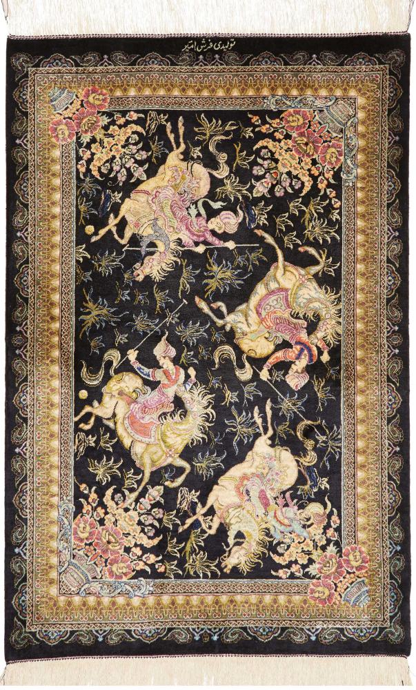 Persialainen matto Ghom Silkki 91x61 91x61, Persialainen matto Solmittu käsin