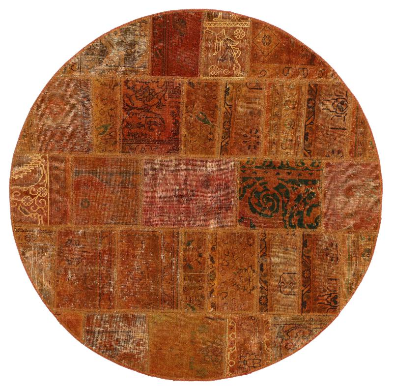 Persian Rug Patchwork 4'11"x4'11" 4'11"x4'11", Persian Rug Knotted by hand