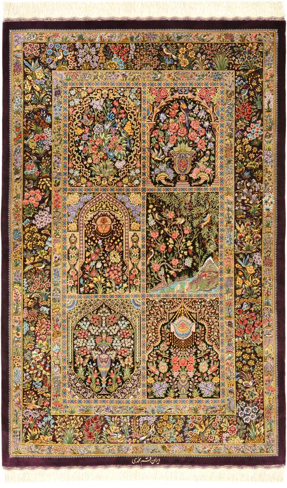 Perzsa szőnyeg Ghom Selyem Signed 154x99 154x99, Perzsa szőnyeg Kézzel csomózva