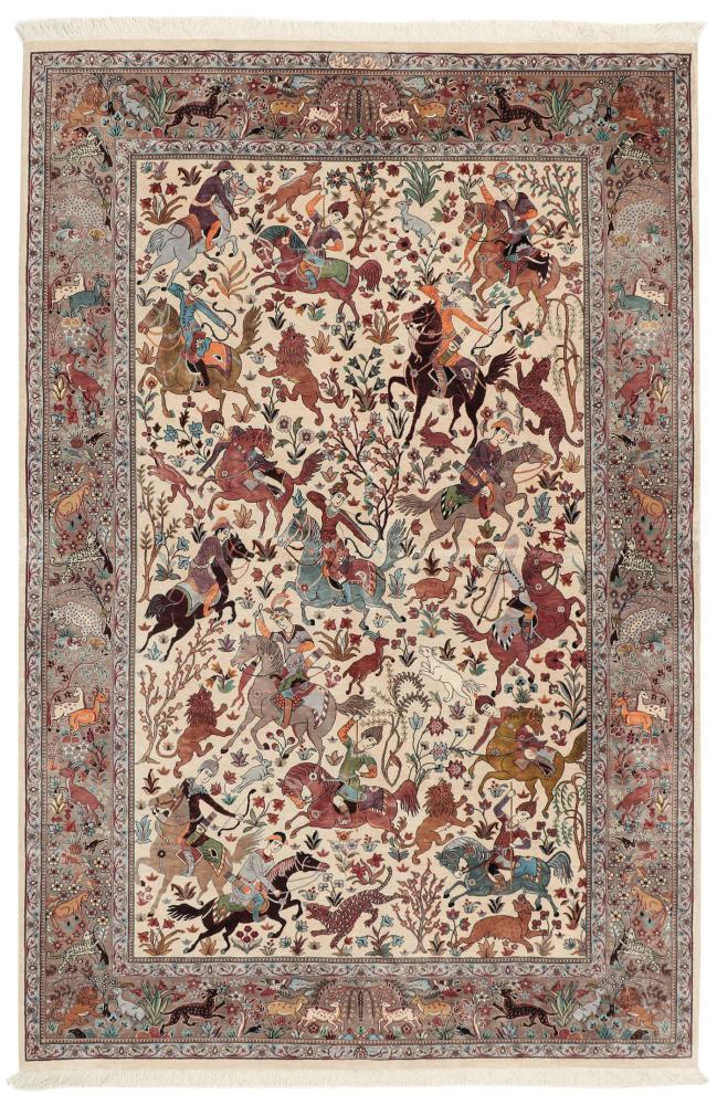 Tappeto persiano Qum di Seta 211x141 211x141, Tappeto persiano Annodato a mano