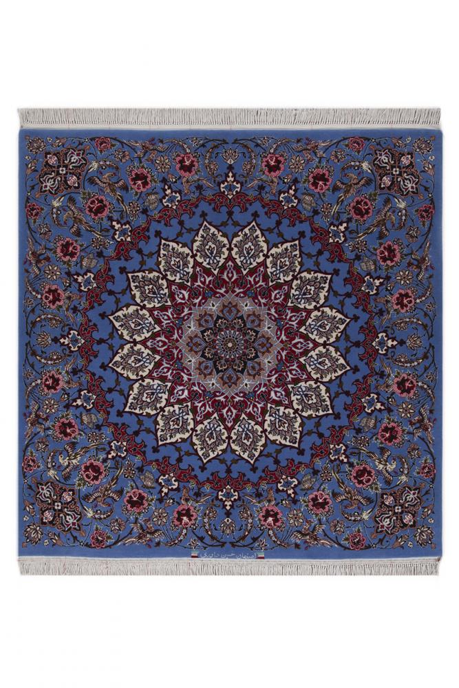Perserteppich Isfahan Seidenkette 4'0"x4'0" 4'0"x4'0", Perserteppich Handgeknüpft