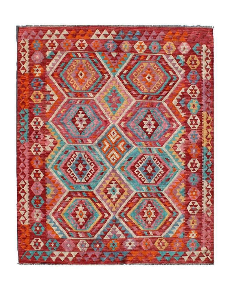 Afghan rug Kilim Afghan 7'7"x5'11" 7'7"x5'11", Persian Rug Woven by hand