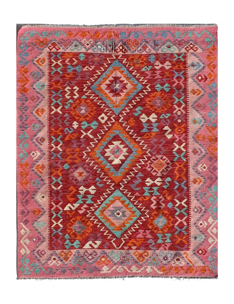 Afghan rug Kilim Afghan 6'9"x5'1" 6'9"x5'1", Persian Rug Woven by hand